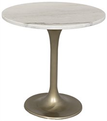 Laredo Table, 20", Antique Brass, White Marble Top by Noir Furniture