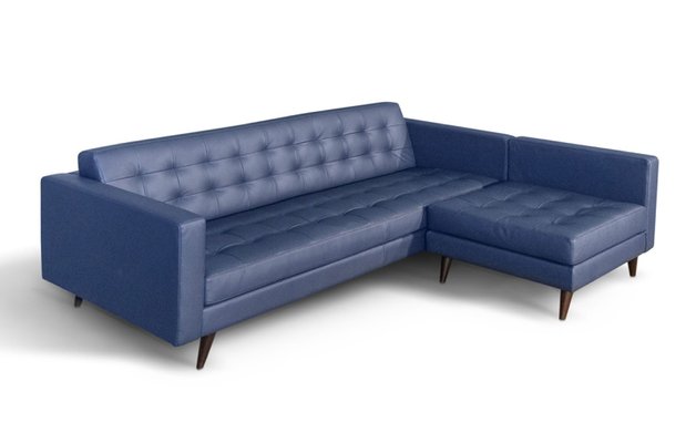Brio leather sofa and chair in blue leather by DIVEN  LLC