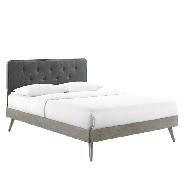 Chantelle Full Wood Platform Bed With Splayed Legs In Gray Charcoal by Modway Furniture