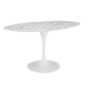 Willow 60" Oval Artificial Marble Dining Table In White by Modway Furniture
