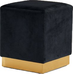 Daniel Ottoman/Stool In Black Velvet and Gold by Meridian Furniture