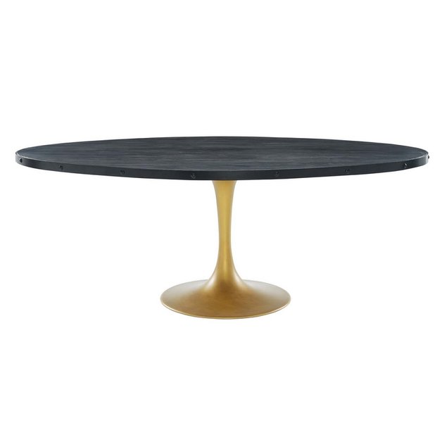 Otis 78" Oval Wood Top Dining Table In Black Gold by Modway Furniture