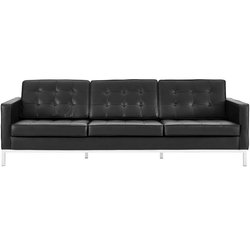 Garret Leather Sofa In Black by Modway Furniture