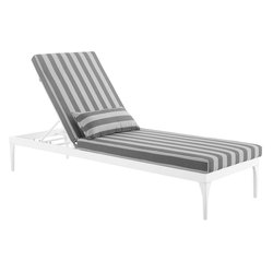 Myler Cushion Outdoor Patio Chaise Lounge Chair In White Striped Gray by Modway Furniture