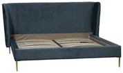 LORENZ BED QUEEN in TEAL BLUE VELVET UPHLOSTERY ON BRASS METAL LEGS by Dovetail