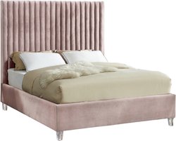 Fredrick King Bed In Pink Velvet by Meridian Furniture