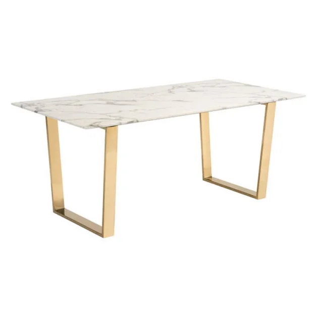 Atlas Dining Table White & Gold by Zuo Modern