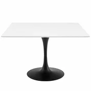 Willow 47" Square Wood Top Dining Table In Black White by Modway Furniture