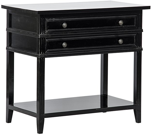 Colonial 2-Drawer Side Table, Distressed Black by Noir Furniture