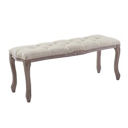 Brunetti Vintage French Upholstered Fabric Bench In Beige by Modway Furniture