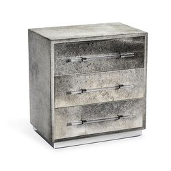 Cassian 3 Drawer Occasional Chest in Natural Hide and Polished Nickel  by interlude