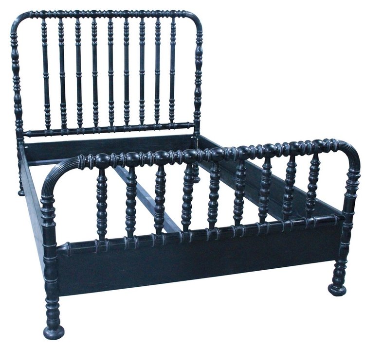 Bachelor Bed, Queen, Hand Rubbed Black by Noir Furniture