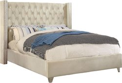Isabel Full Bed In Cream Velvet by Meridian Furniture