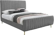 Marcos Queen Bed In Grey Velvet by Meridian Furniture