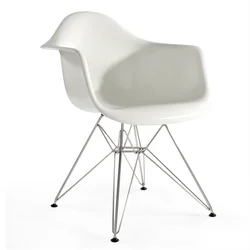 Lorena Fiberglass Arm Chair - White Gloss/SS by Aeon Furniture