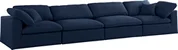 Carmen Cloud Modular Sofa In Navy Linen Fabric by Meridian Furniture