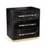 Cassian 3 Drawer Chest in Black and Shiny Brass and Clear by interlude