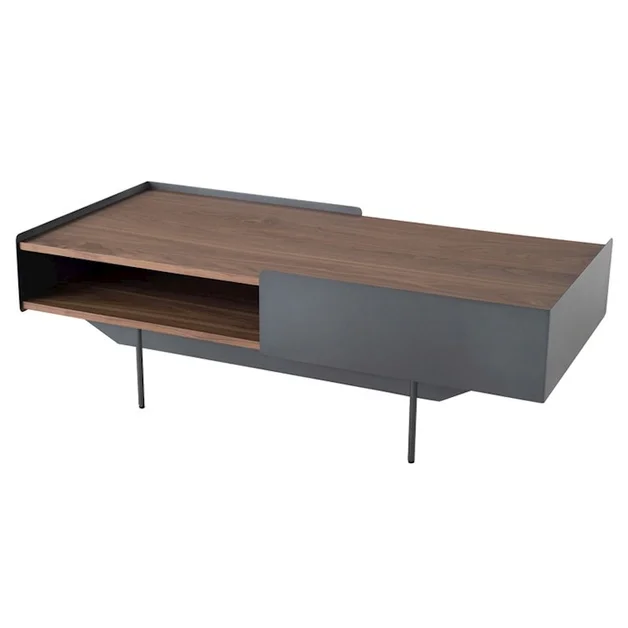 Egon Coffee Table In Walnut Wood And Bronze Metal by Nuevo Living