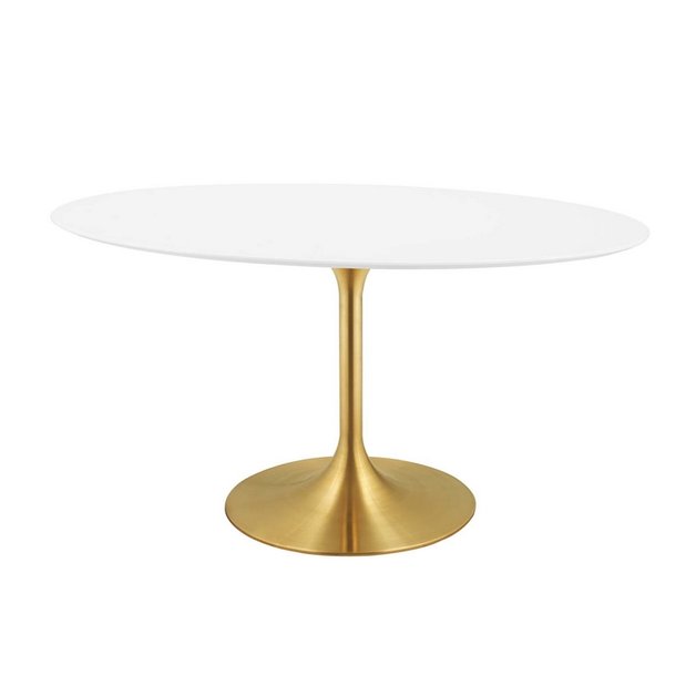 Willow 60" Oval Wood Dining Table In Gold White by Modway Furniture