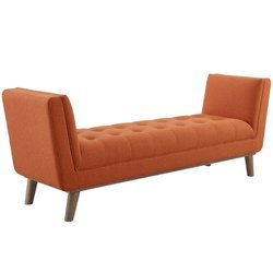 Irmen Tufted Button Upholstered Fabric Accent Bench In Orange by Modway Furniture
