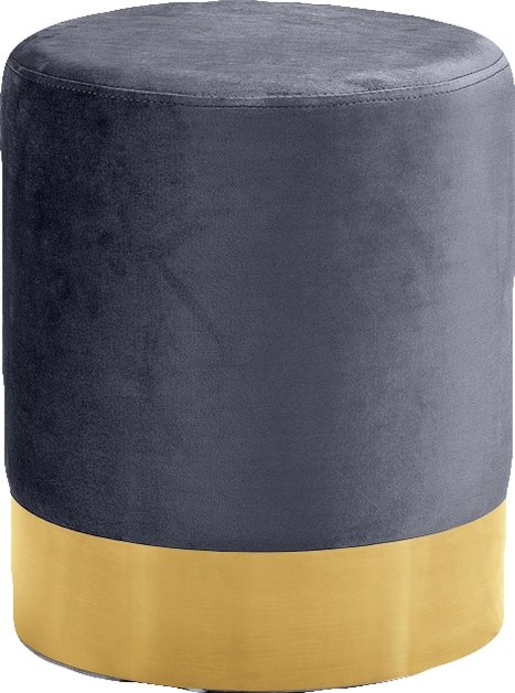 Franklin Ottoman/Stool In Grey Velvet and Gold by Meridian Furniture