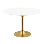 Willow 47" Round Wood Dining Table In Gold White by Modway Furniture