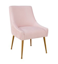Beatrix Pleated Blush Velvet Side Chair by tov furniture