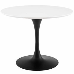 Willow 40" Round Wood Dining Table In Black White by Modway Furniture