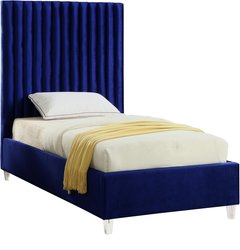 Fredrick Twin Bed In Navy Velvet by Meridian Furniture
