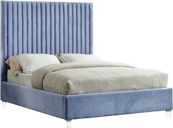 Fredrick King Bed In Sky Blue Velvet by Meridian Furniture