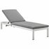 Nantucket Outdoor Patio Aluminum Chaise With Cushions In Silver Gray by Modway Furniture