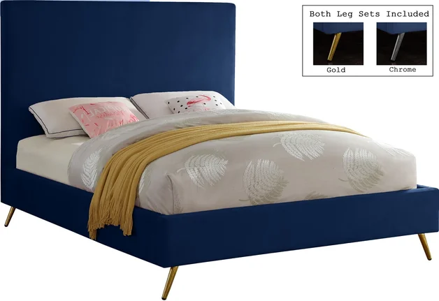 Courtney King Bed In Navy Velvet by Meridian Furniture