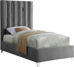 Donnie Twin Bed In Grey Velvet by Meridian Furniture