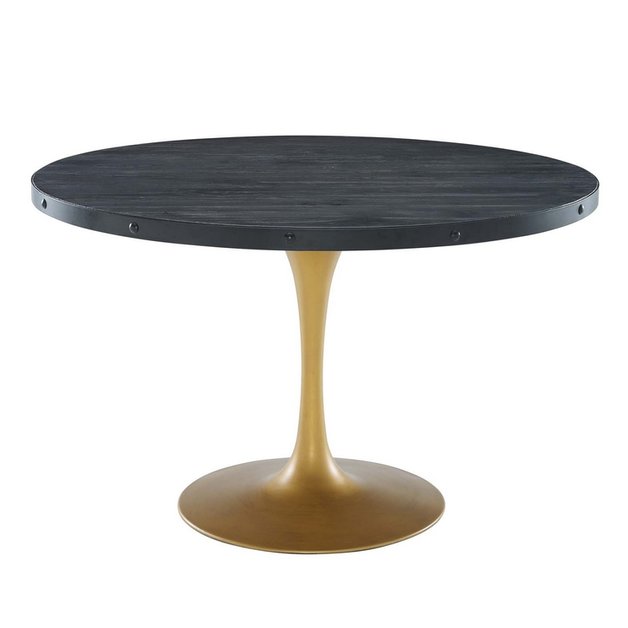 Otis 48" Round Wood Top Dining Table In Black Gold by Modway Furniture