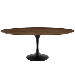 Willow 78" Oval Wood Dining Table In Black Walnut by Modway Furniture