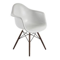 Lorena Fiberglass Arm Chair - White Matte/Walnut/SS by Aeon Furniture