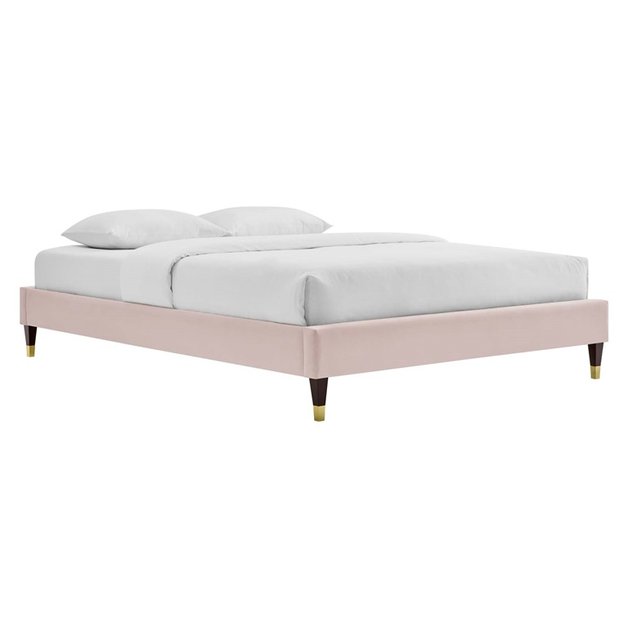 Shane Full Performance Velvet Platform Bed Frame In Pink by Modway Furniture