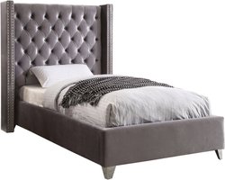 Isabel Twin Bed In Grey Velvet by Meridian Furniture