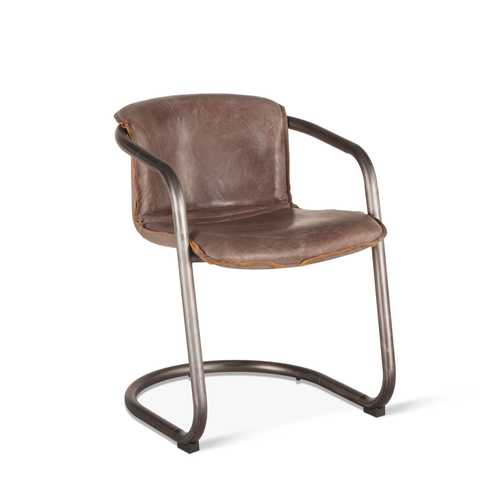 Portofino Distressed Jet Brown Leather, Distressed Leather Dining Chairs