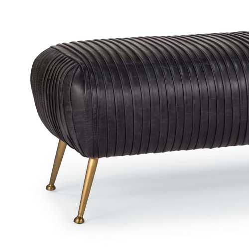 Beretta Leather Bench Modern Black, Contemporary Leather Bench